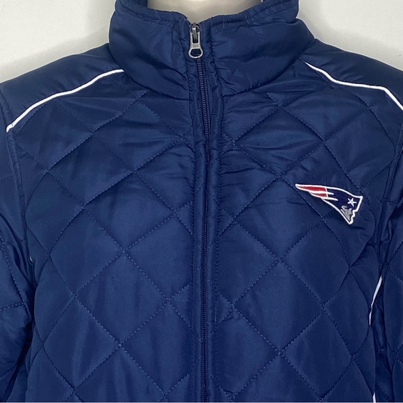 NFL Team Apparel Women’s Puffer Quilted Coat L Navy Blue Full Zip Collared - Picture 2 of 16